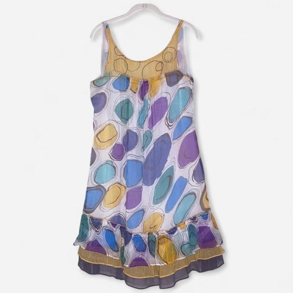 Freelance Women's Pastel Tulle Multi-Colored Abstract Oval Ruffled Dress M